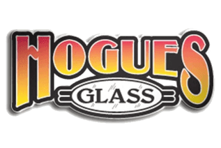 A green background with hogues glass logo.